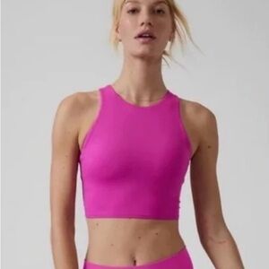 Athleta Electric Fuchsia Workout Crop Top Bra with Removable Padding Size Small